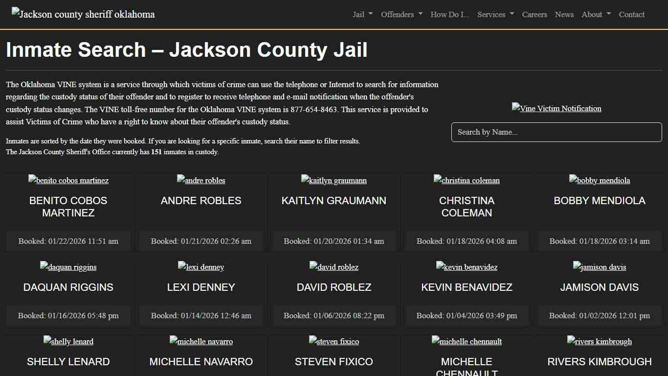 Inmate Search Jackson County Sheriff's Office