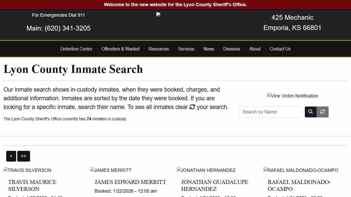 Inmate Search - Lyon County Sheriff's Office
